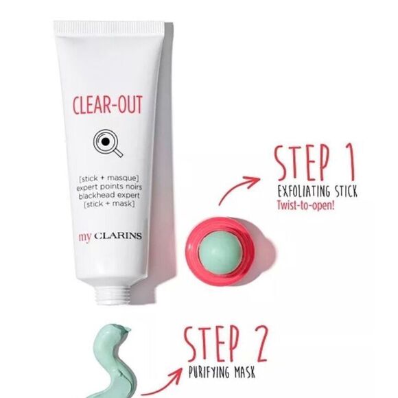 CLARINS - NWT - My Clarins Clear Out Blackhead Expert (Stick + Mask) Full Size - Picture 11 of 15